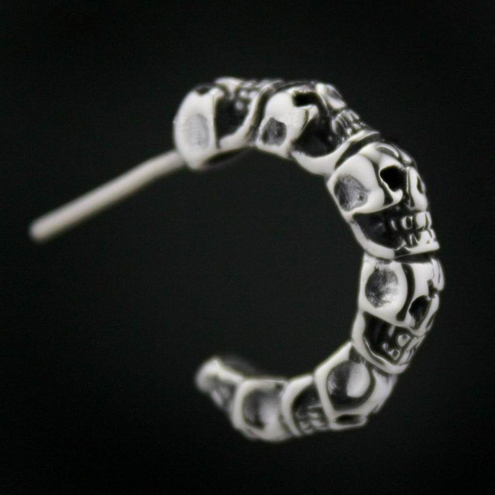 925 Sterling Silver Skull Mens Biker Rocker Earring