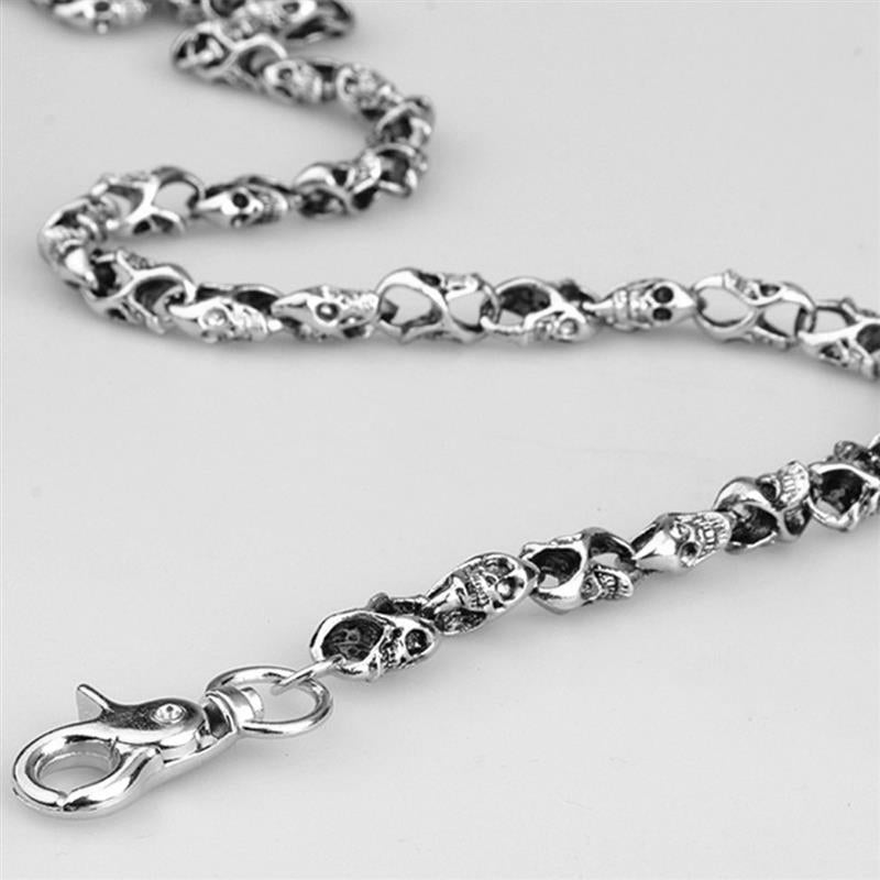 Men Biker Trucker Heavy Skull Long Metal Wallet Chain