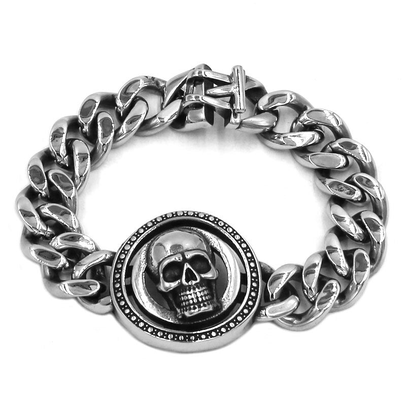 Stainless Steel Hot Biker Skull Bracelet