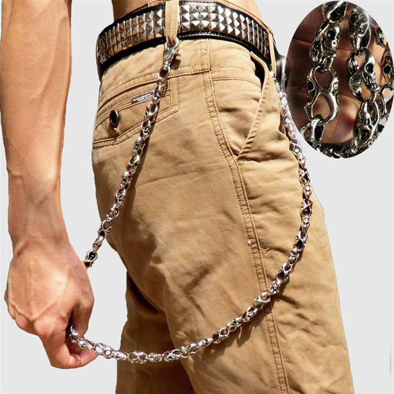 Men Biker Trucker Heavy Skull Long Metal Wallet Chain
