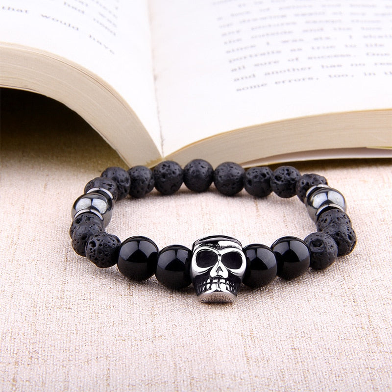 Natural Hematite Beads King Crown Skull Bracelets