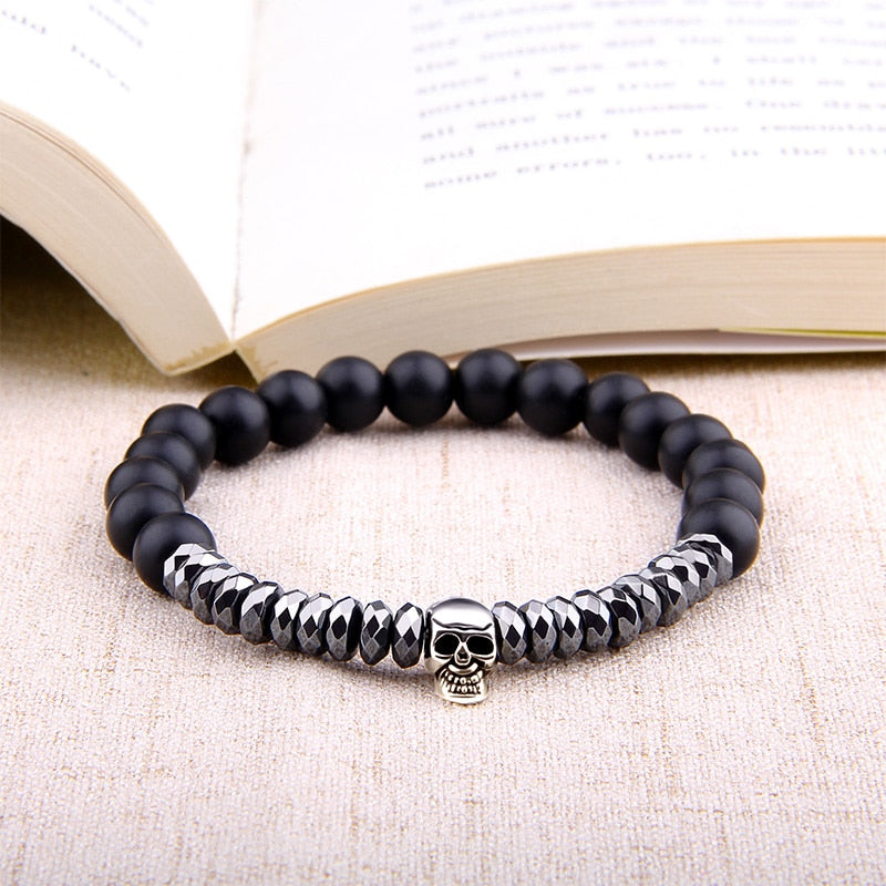 Natural Hematite Beads King Crown Skull Bracelets