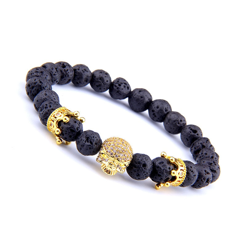 Natural Hematite Beads King Crown Skull Bracelets