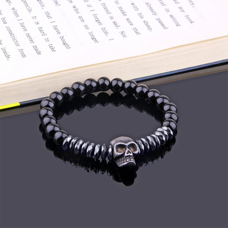 Natural Hematite Beads King Crown Skull Bracelets