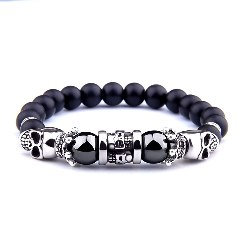 Natural Hematite Beads King Crown Skull Bracelets