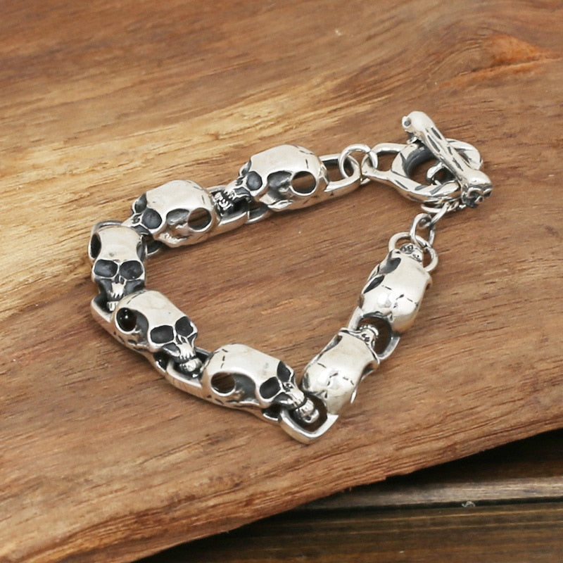Skull Charm Handcrafted 925 Sterling Silver Skull Bracelet