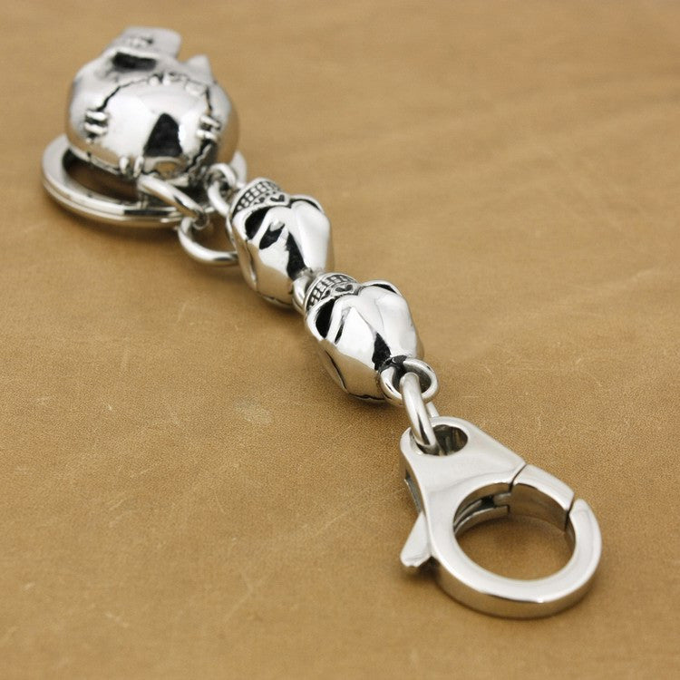 Punk Rock Stainless Steel Biker Skulls Keychain