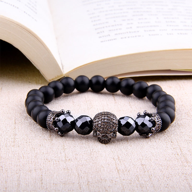 Natural Hematite Beads King Crown Skull Bracelets