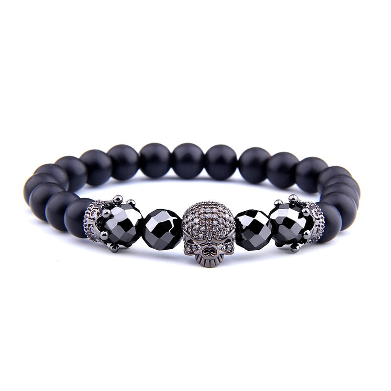 Natural Hematite Beads King Crown Skull Bracelets