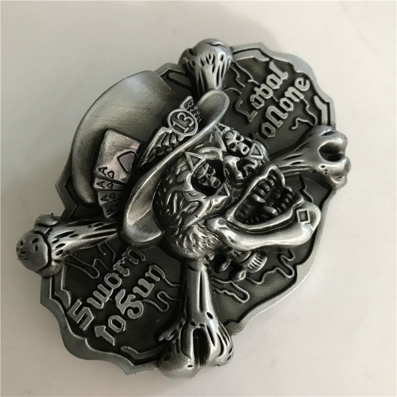 3D Silver Skull Belt Buckles for 4cm Belt