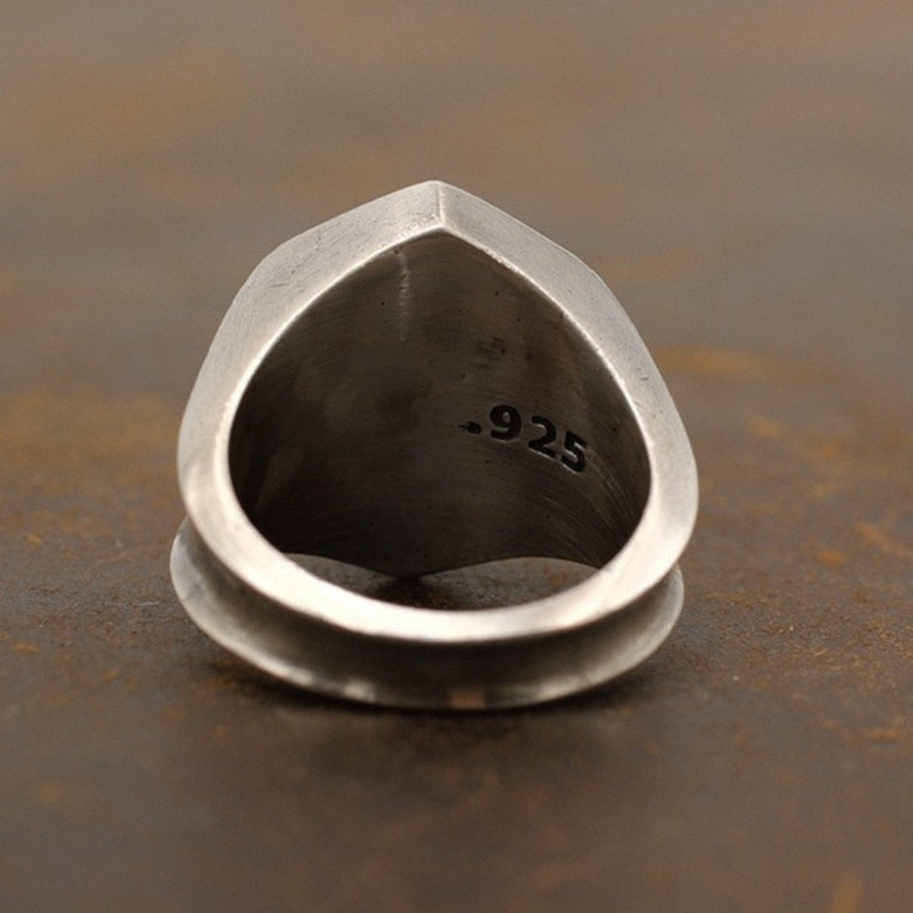 Retro Smiley Face Smiling Skull Ring - Handmade S925 Sterling Silver. Badass biker skull rings. Badass skull rings. Badass skulll jewelry. Badass skull accessories.