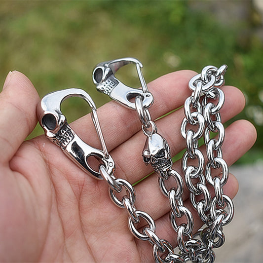 Punk Rock Skull Carabiners Skull Pant Chain, badass Christmas gifts, badass biker accessories, badass skull accessory, badass skull jewelry, badass biker skull jewelry