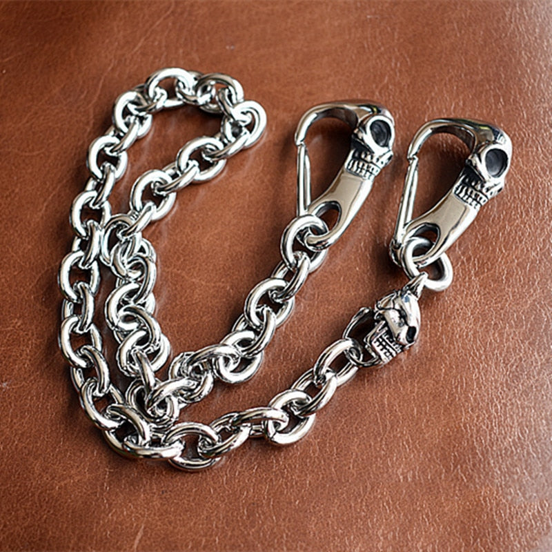 Punk Rock Skull Carabiners Skull Pant Chain, badass Christmas gifts, badass biker accessories, badass skull accessory, badass skull jewelry, badass biker skull jewelry