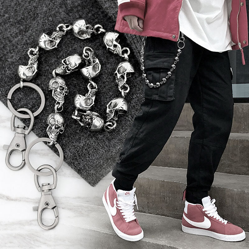 Heavy Waist Biker Wallet Skull Keychain