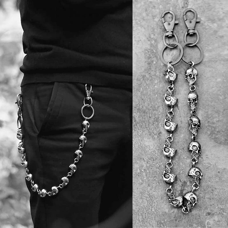 Heavy Waist Biker Wallet Skull Keychain