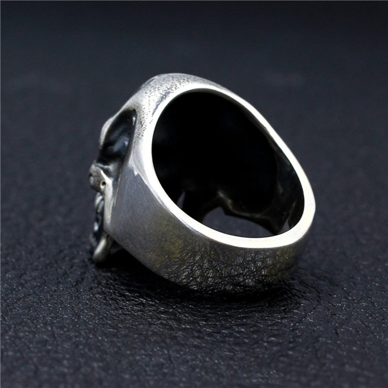 925 Sterling Silver Handmade Domineering Dark Retro Skull Rings, badass biker skull ring, badass skull jewelry, badass skull accessories. Skull Men Ring.