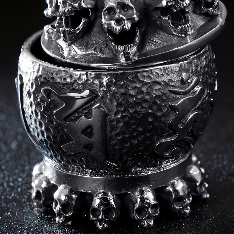 316L Stainless Steel Punk Evil Skull Mantra Ashtray, badass skull accessories badass biker accessories