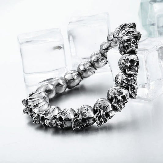 Iron and Steel Warrior Biker Skull Bracelet