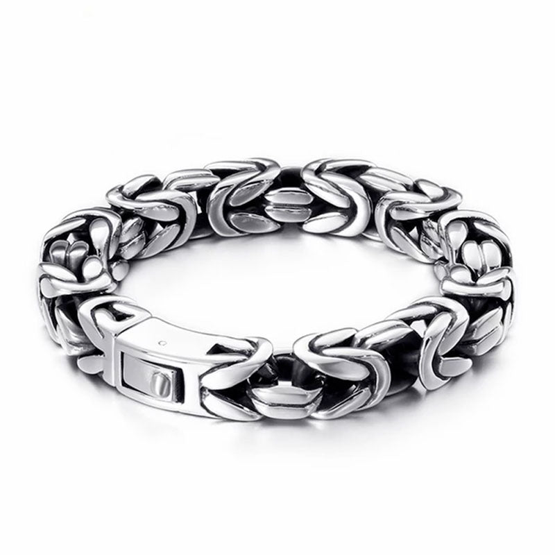 Stainless Steel Byzantine Chain Necklace & Bracelet Set