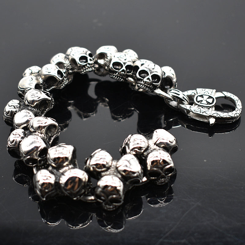 Punk Rock Stainless Steel Skull Bracelet. Unique Badass birthday gifts. Unique Badass Biker Christmas gifts for badasses. Badass skull accessories. Unique Valentine gifts for him. Unique Anniversary gift for him. Unique Anniversary gift for my badass husband. Unique Badass Birthday gift for my badass boyfriend. Badass Birthday gift for my badass husband. Badass gift for bikers.