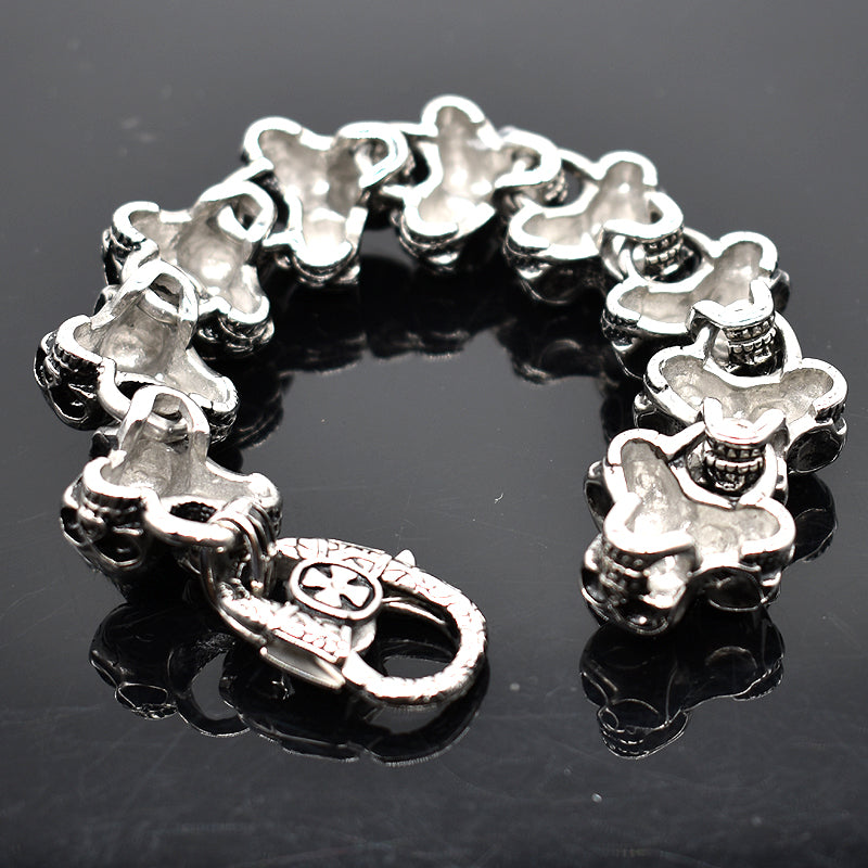 Punk Rock Stainless Steel Skull Bracelet. Unique Badass birthday gifts. Unique Badass Biker Christmas gifts for badasses. Badass skull accessories. Unique Valentine gifts for him. Unique Anniversary gift for him. Unique Anniversary gift for my badass husband. Unique Badass Birthday gift for my badass boyfriend. Badass Birthday gift for my badass husband. Badass gift for bikers.
