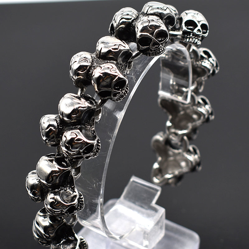 Punk Rock Stainless Steel Skull Bracelet. Unique Badass birthday gifts. Unique Badass Biker Christmas gifts for badasses. Badass skull accessories. Unique Valentine gifts for him. Unique Anniversary gift for him. Unique Anniversary gift for my badass husband. Unique Badass Birthday gift for my badass boyfriend. Badass Birthday gift for my badass husband. Badass gift for bikers.