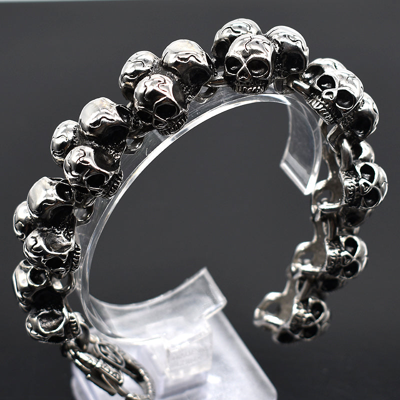 Punk Rock Stainless Steel Skull Bracelet. Unique Badass birthday gifts. Unique Badass Biker Christmas gifts for badasses. Badass skull accessories. Unique Valentine gifts for him. Unique Anniversary gift for him. Unique Anniversary gift for my badass husband. Unique Badass Birthday gift for my badass boyfriend. Badass Birthday gift for my badass husband. Badass gift for bikers.
