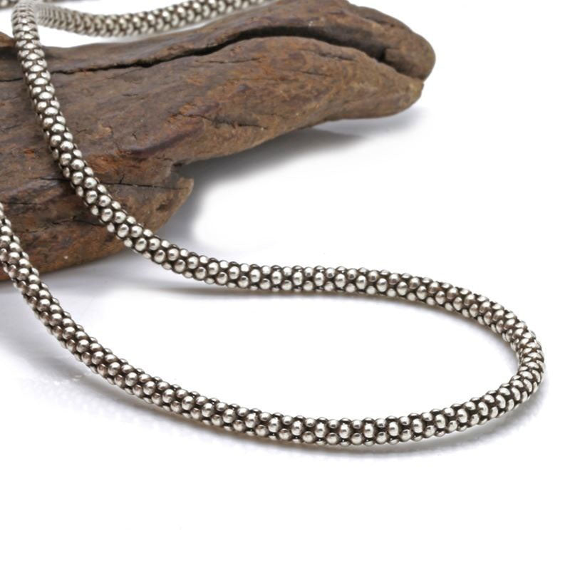 Real Silver 3mm Corn Chain Necklace
