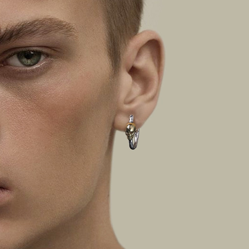 Korean Pure 925 Sterling Silver Skull Earrings. Badass skull jewelry. badass skull accessories.