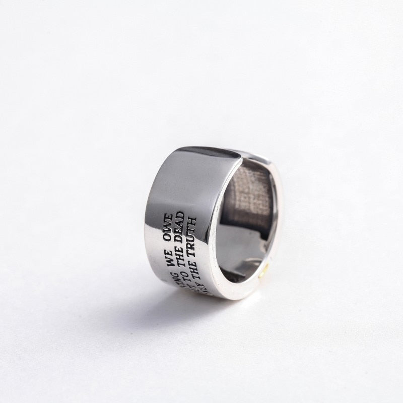 925 Sterling Silver Hidden Skull Ring with Powerful Voltaire Quote - Women's Edgy and Thoughtful Jewelry. Badass skull rings for women. Badass skull jewelry for women. Badass skull accessories for women. Skull rings for women.