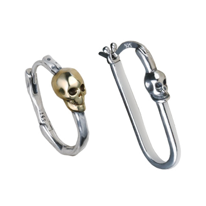 Korean Pure 925 Sterling Silver Skull Earrings. Badass skull jewelry. badass skull accessories.
