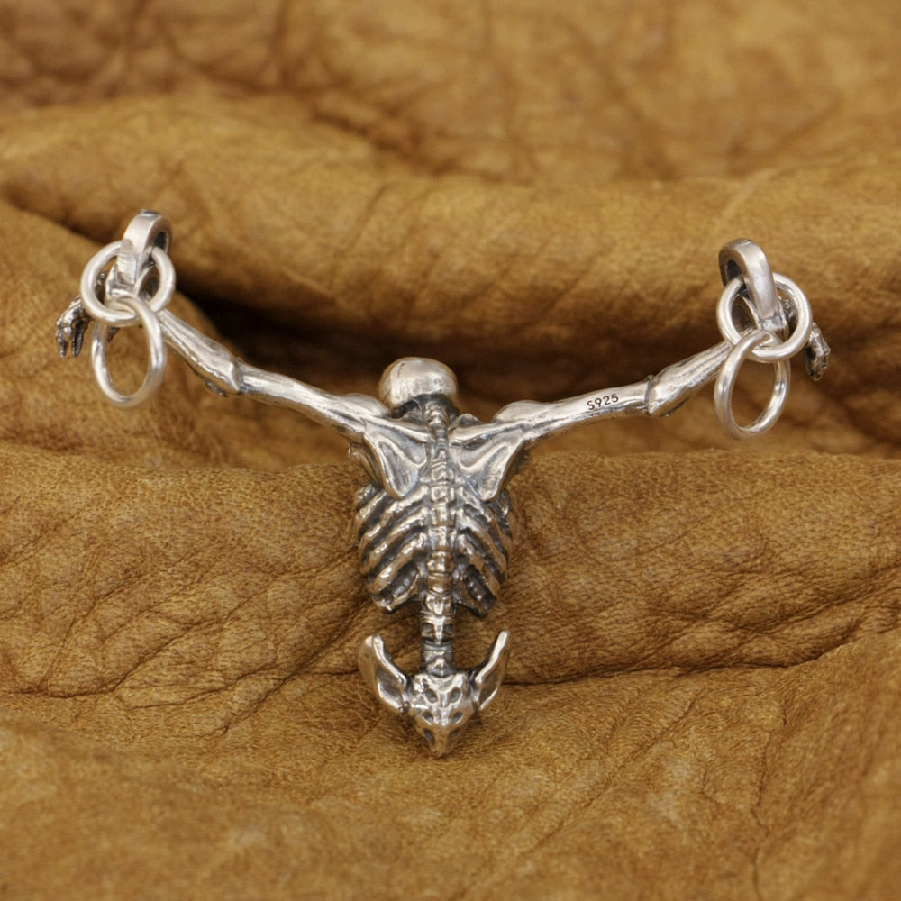 925 Sterling Silver Upper Skeleton Skull Pendant Necklaces. Badass skull jewelry. Badass skull skull pendant. Badass skull pendant necklace. Badass biker skull jewelry.