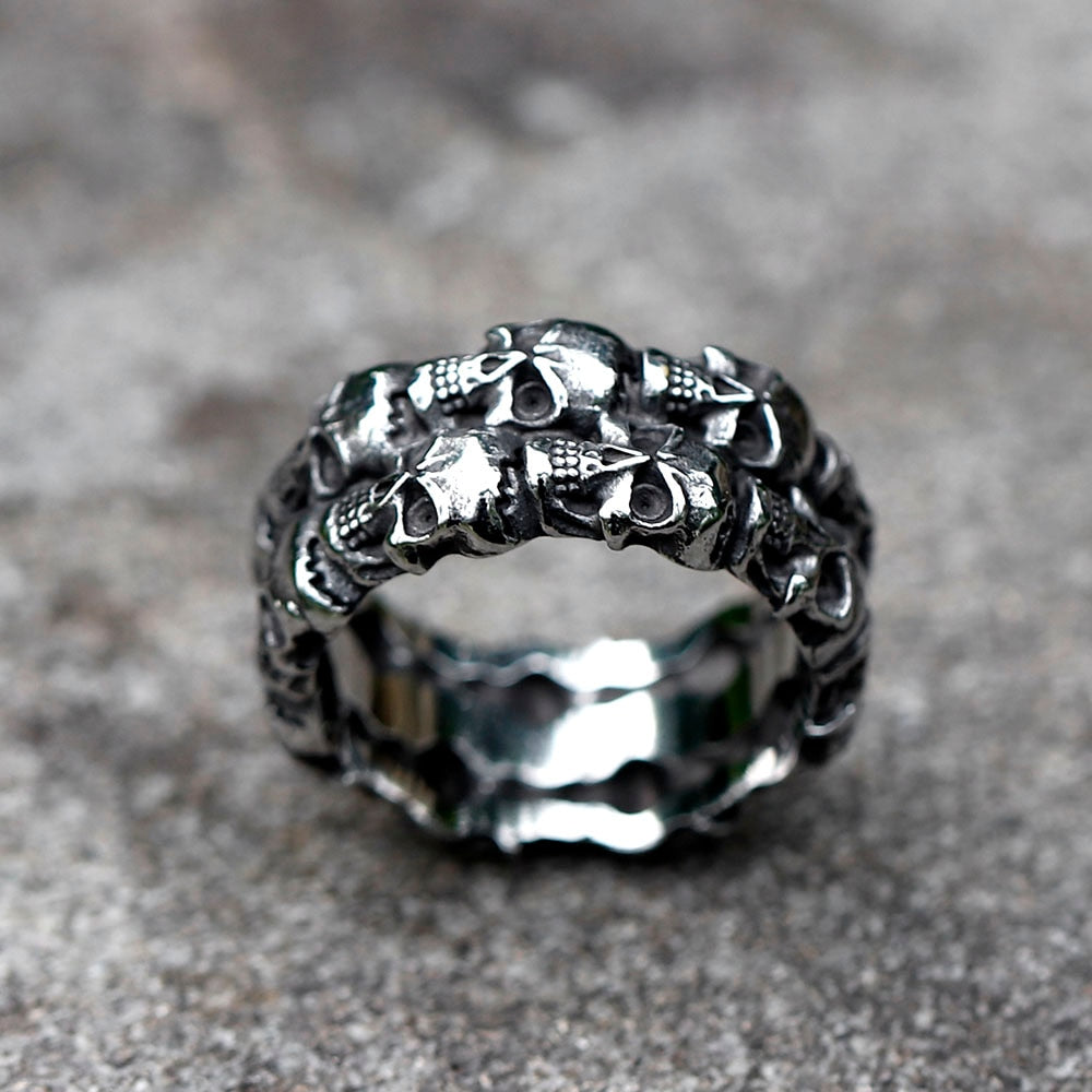 316L Stainless Steel Charming Skull Rings with no stone. Christmas gift for biker. Christmas gift for badass. Badass skull ring, badass skull accessories.