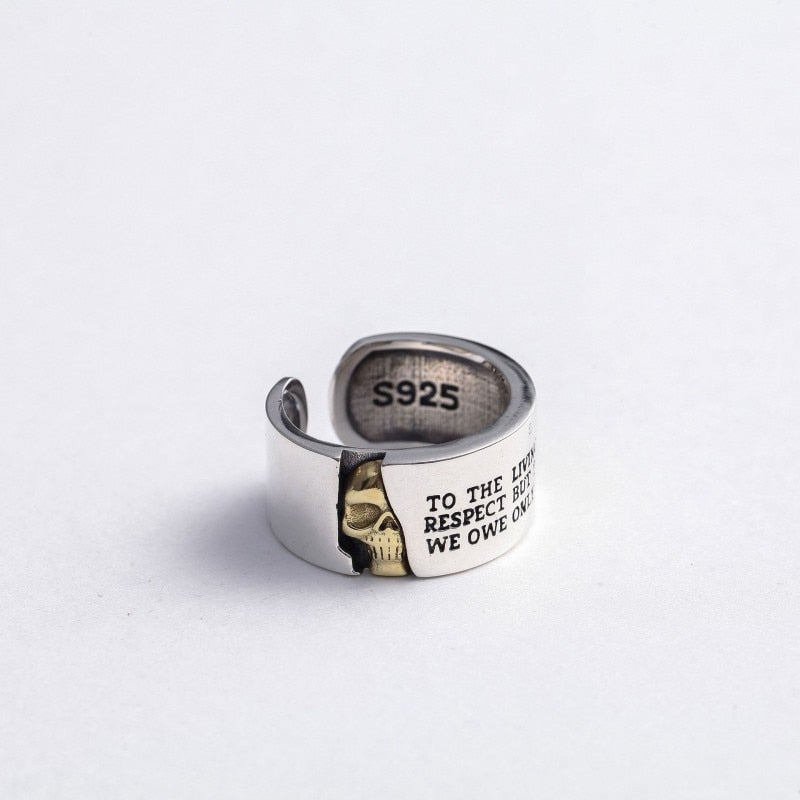 925 Sterling Silver Hidden Skull Ring with Powerful Voltaire Quote - Women's Edgy and Thoughtful Jewelry. Badass skull rings for women. Badass skull jewelry for women. Badass skull accessories for women. Skull rings for women.