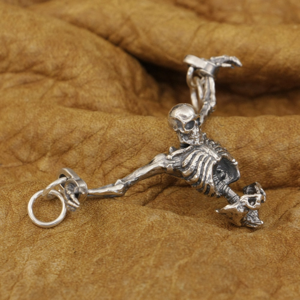925 Sterling Silver Upper Skeleton Skull Pendant Necklaces. Badass skull jewelry. Badass skull skull pendant. Badass skull pendant necklace. Badass biker skull jewelry.