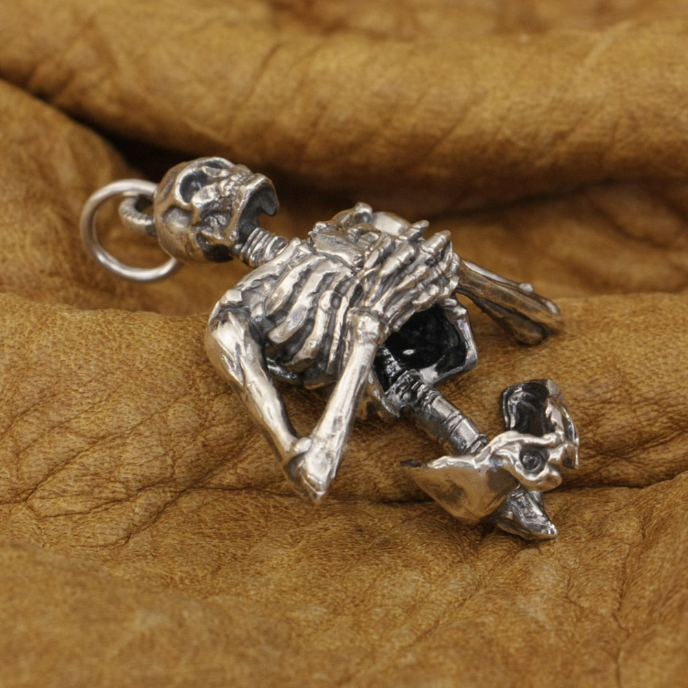 Honour Hero Skeleton Skull Pendant in 925 Sterling Silver Details for Men's Biker Punk Style. badass biker skull pendant. Badass skull pendant for men.skull pendant for men. Badass skull jewelry. Badass skull accessories. Valentine gifts for him. Anniversary gift for him. Anniversary gift for my badass husband. Badass Birthday gift for my badass boyfriend. Badass Birthday gift for my badass husband.