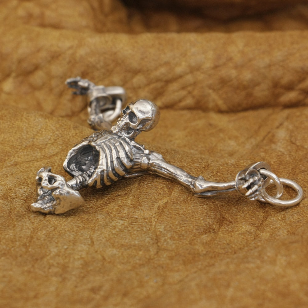 925 Sterling Silver Upper Skeleton Skull Pendant Necklaces. Badass skull jewelry. Badass skull skull pendant. Badass skull pendant necklace. Badass biker skull jewelry.