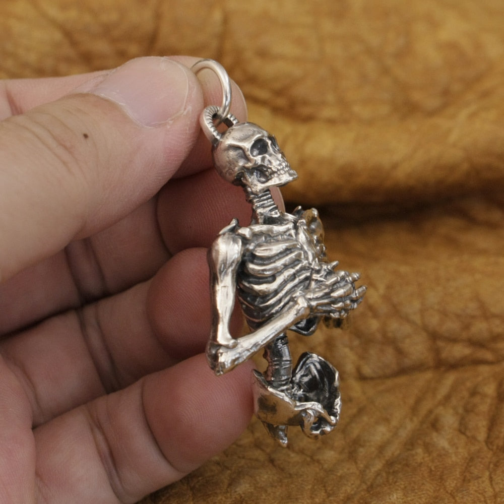 Honour Hero Skeleton Skull Pendant in 925 Sterling Silver Details for Men's Biker Punk Style. badass biker skull pendant. Badass skull pendant for men.skull pendant for men. Badass skull jewelry. Badass skull accessories. Valentine gifts for him. Anniversary gift for him. Anniversary gift for my badass husband. Badass Birthday gift for my badass boyfriend. Badass Birthday gift for my badass husband.
