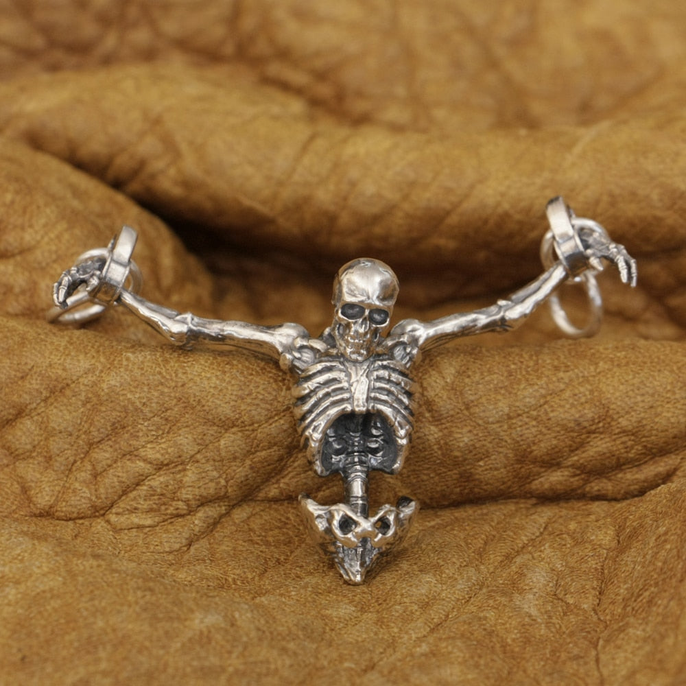 925 Sterling Silver Upper Skeleton Skull Pendant Necklaces. Badass skull jewelry. Badass skull skull pendant. Badass skull pendant necklace. Badass biker skull jewelry.