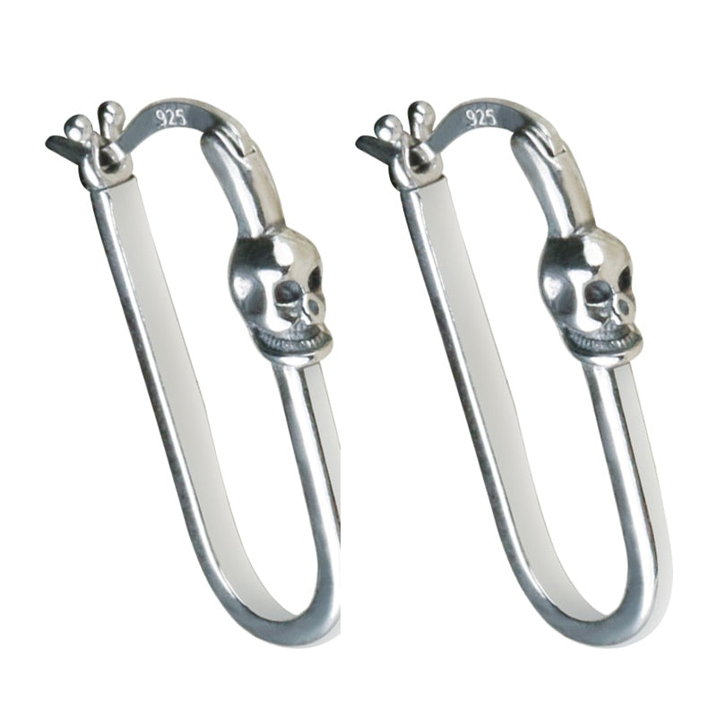 Korean Pure 925 Sterling Silver Skull Earrings. Badass skull jewelry. badass skull accessories.