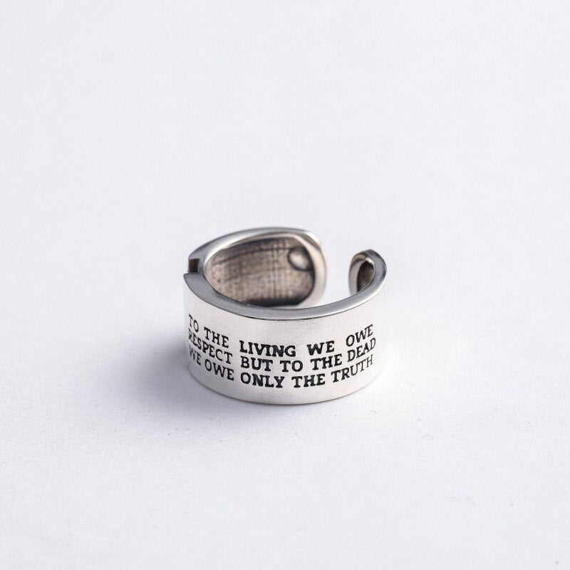 925 Sterling Silver Hidden Skull Ring with Powerful Voltaire Quote - Women's Edgy and Thoughtful Jewelry. Badass skull rings for women. Badass skull jewelry for women. Badass skull accessories for women. Skull rings for women.