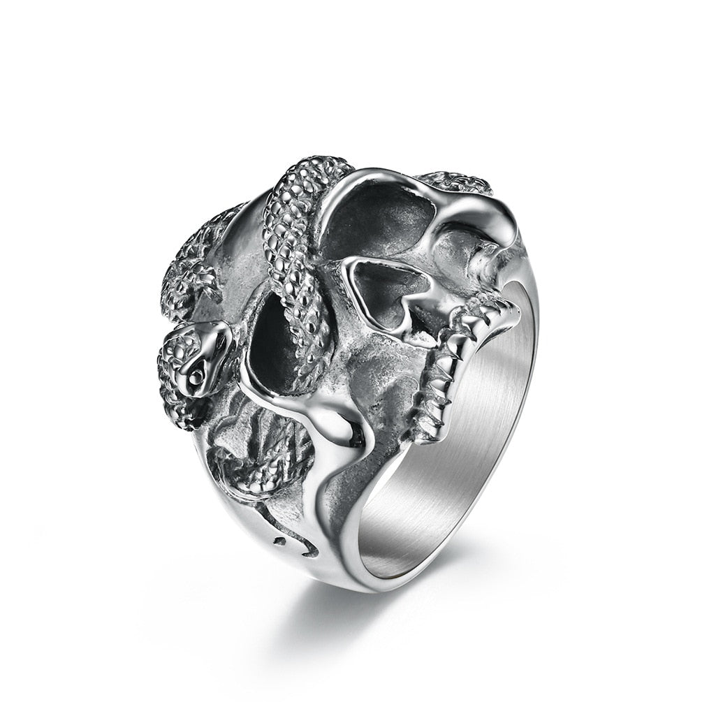 Stainless Steel Punk Rock Biker Skull Ring. Badass skull men ring. Badass skull jewelry.