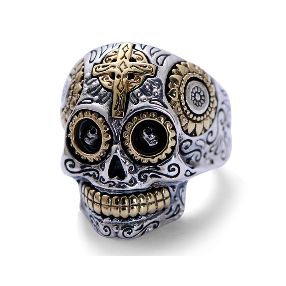 Solid 925 Sterling Silver Calavera Skull Ring, badass biker ring, badass biker skull ring, Maxico Calavera biker ring, badass skull accessories, badass skull jewelry, badass biker jewelry