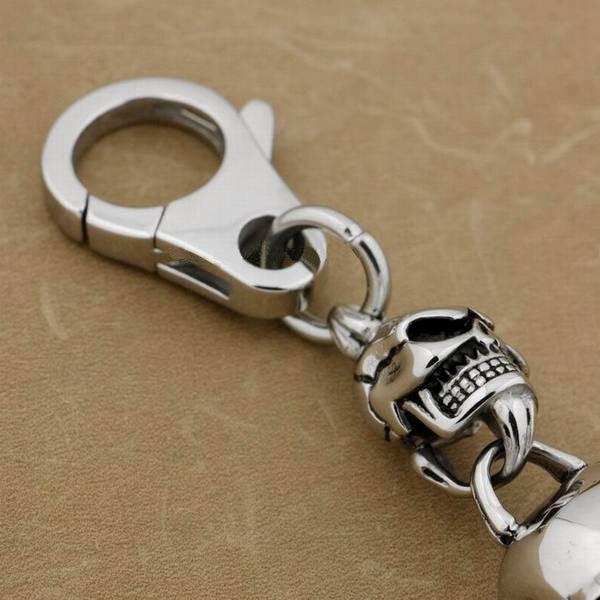 Stainless Steel Huge Skull Biker KeyChain