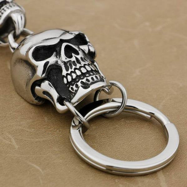 Stainless Steel Huge Skull Biker KeyChain