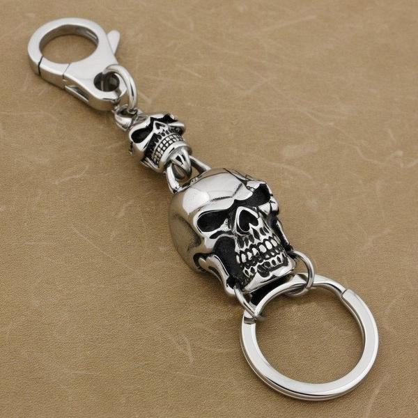 Stainless Steel Huge Skull Biker KeyChain