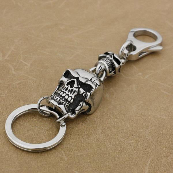 Stainless Steel Huge Skull Biker KeyChain