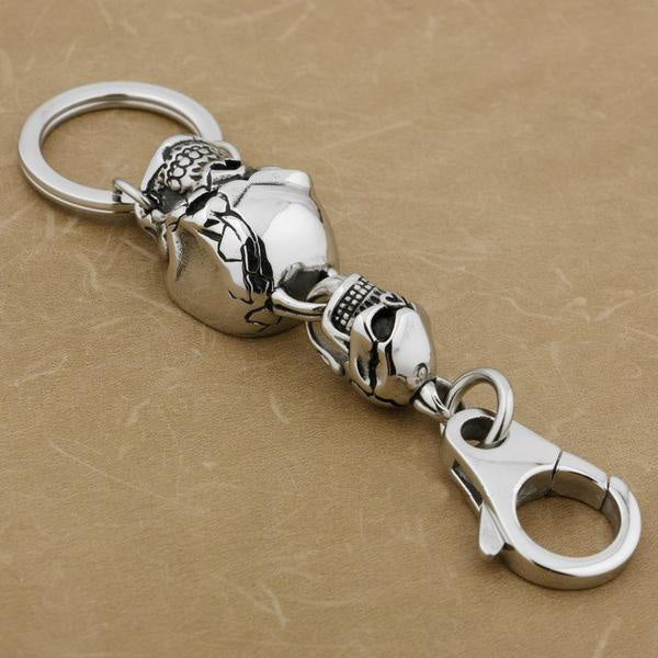 Stainless Steel Huge Skull Biker KeyChain