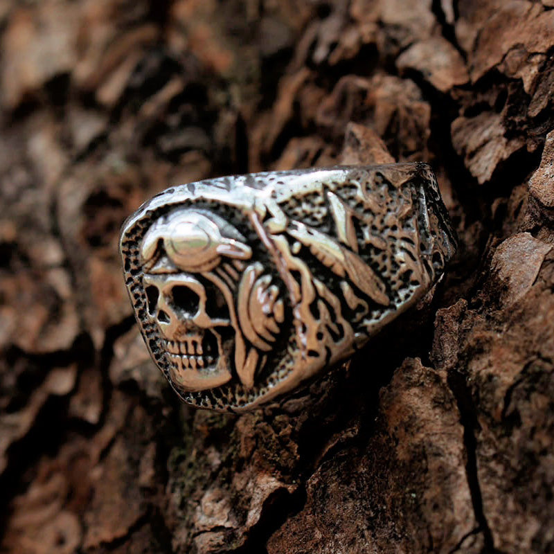 Stainless Steel Aviator Soldier Skull Ring. Pilot Skull RIng. Badass skull ring. Badass skull accessories. badass skull jewelry.
