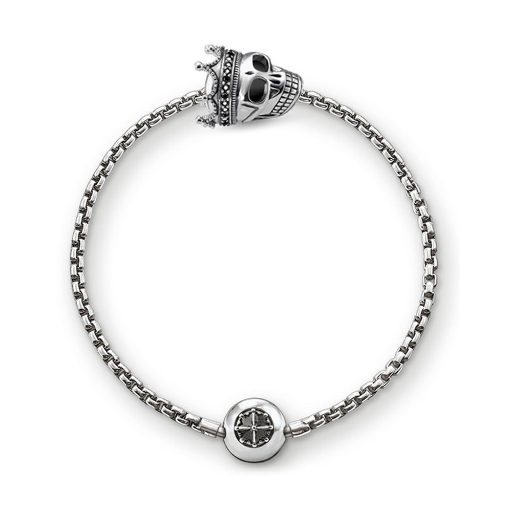 Beads Chain Bracelet With Skull King Karma Charm